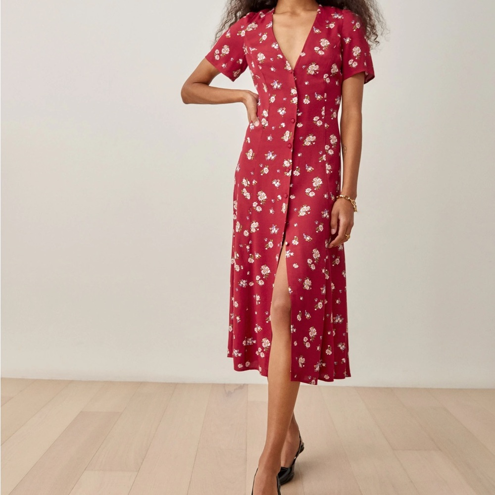Reformation Locklin Floral Midi Dress Cassia